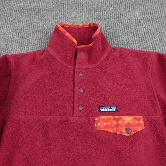 Patagonia Aztec Synchilla Snap T Jacket Mens Medium Red Fleece Pullover 25455 - Picture 2 of 9